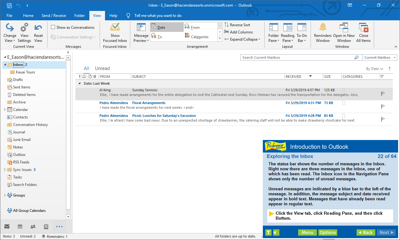 Professor Teaches Outlook 2019 screenshot 1