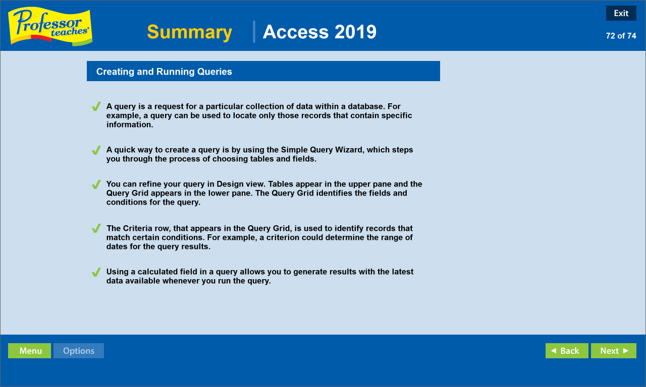 Professor Teaches Access 2019 screenshot 2