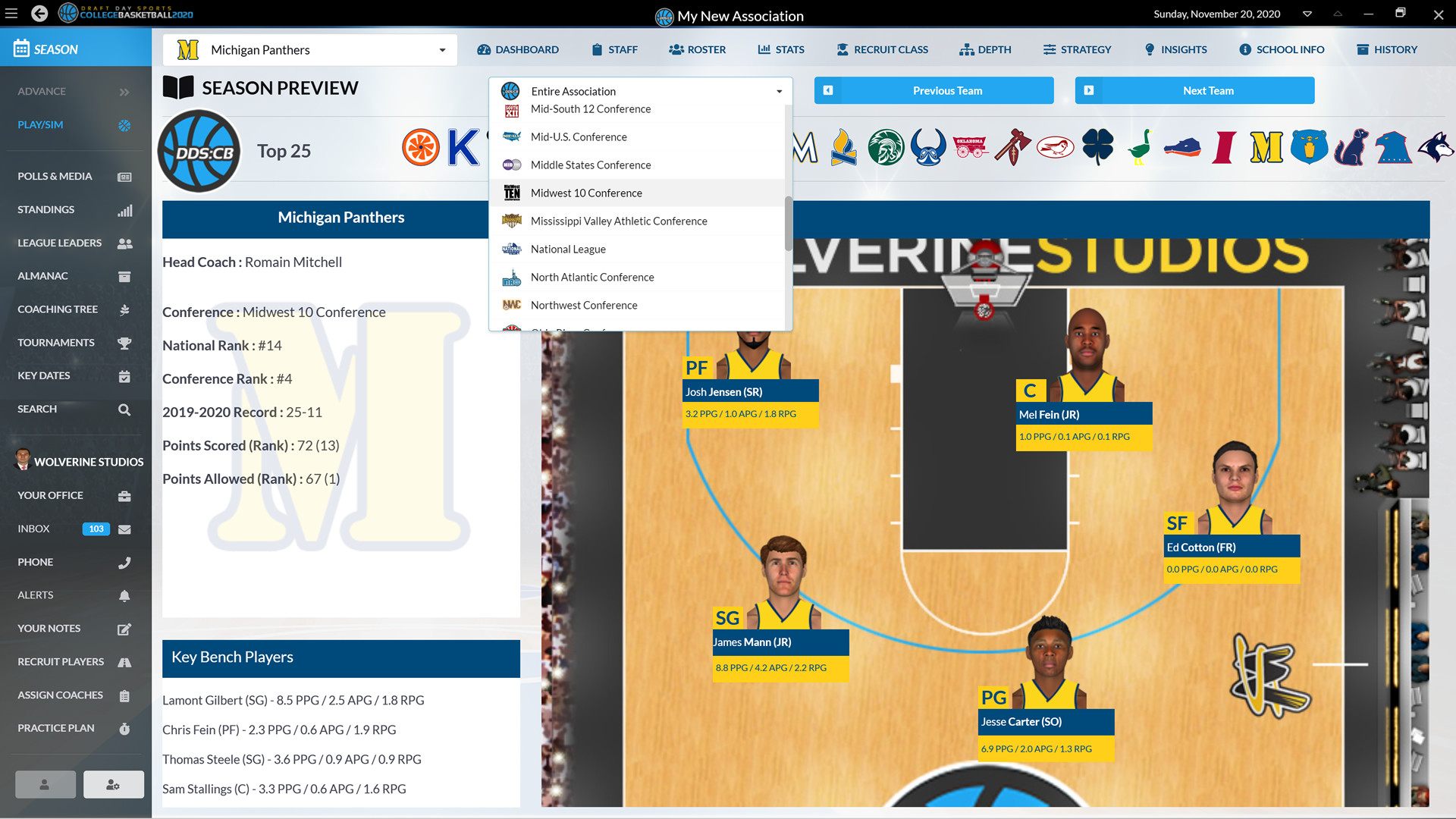 Draft Day Sports: College Basketball 2020 screenshot 9