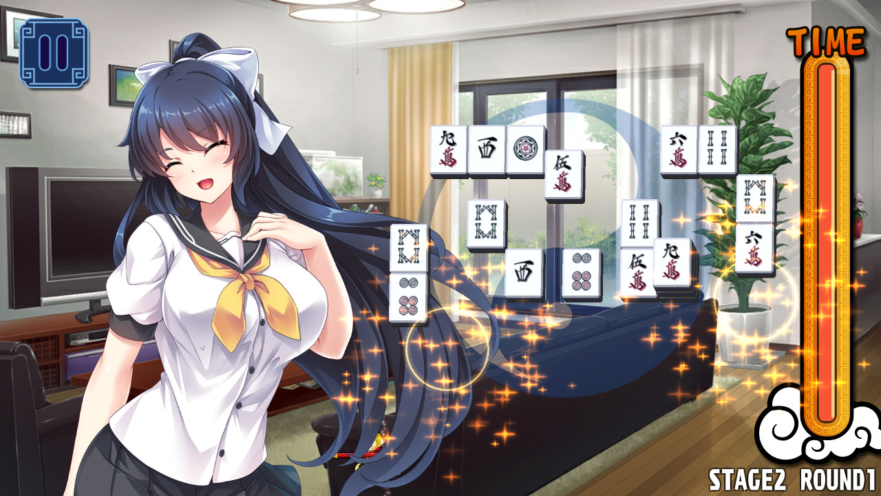 Pretty Girls Mahjong Solitaire [BLUE] screenshot 2