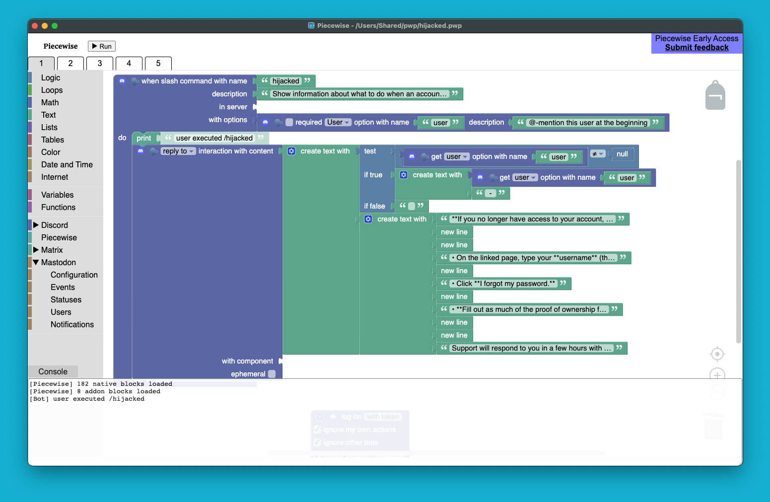 Piecewise: build chat bots with blocks screenshot 2