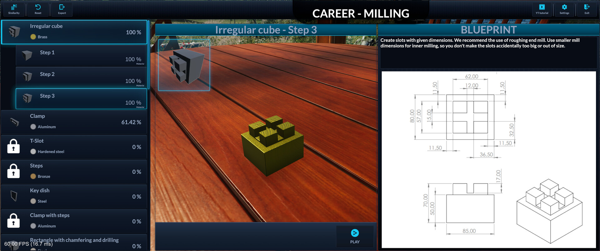 Milling machine simulator screenshot 1