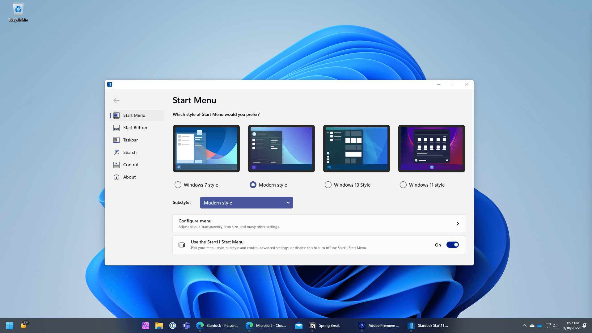 Start11 screenshot 1
