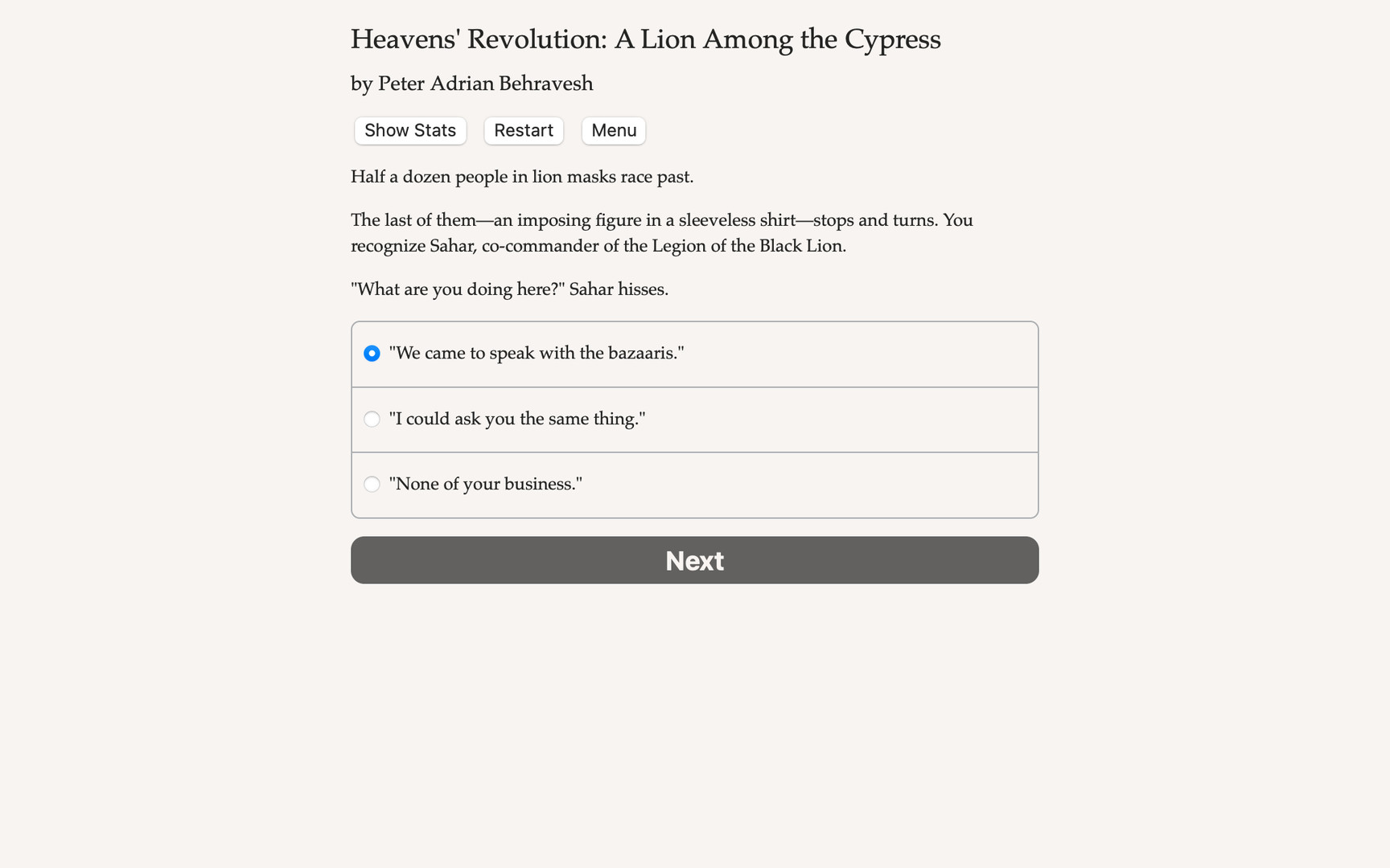 Heavens' Revolution: A Lion Among the Cypress screenshot 1