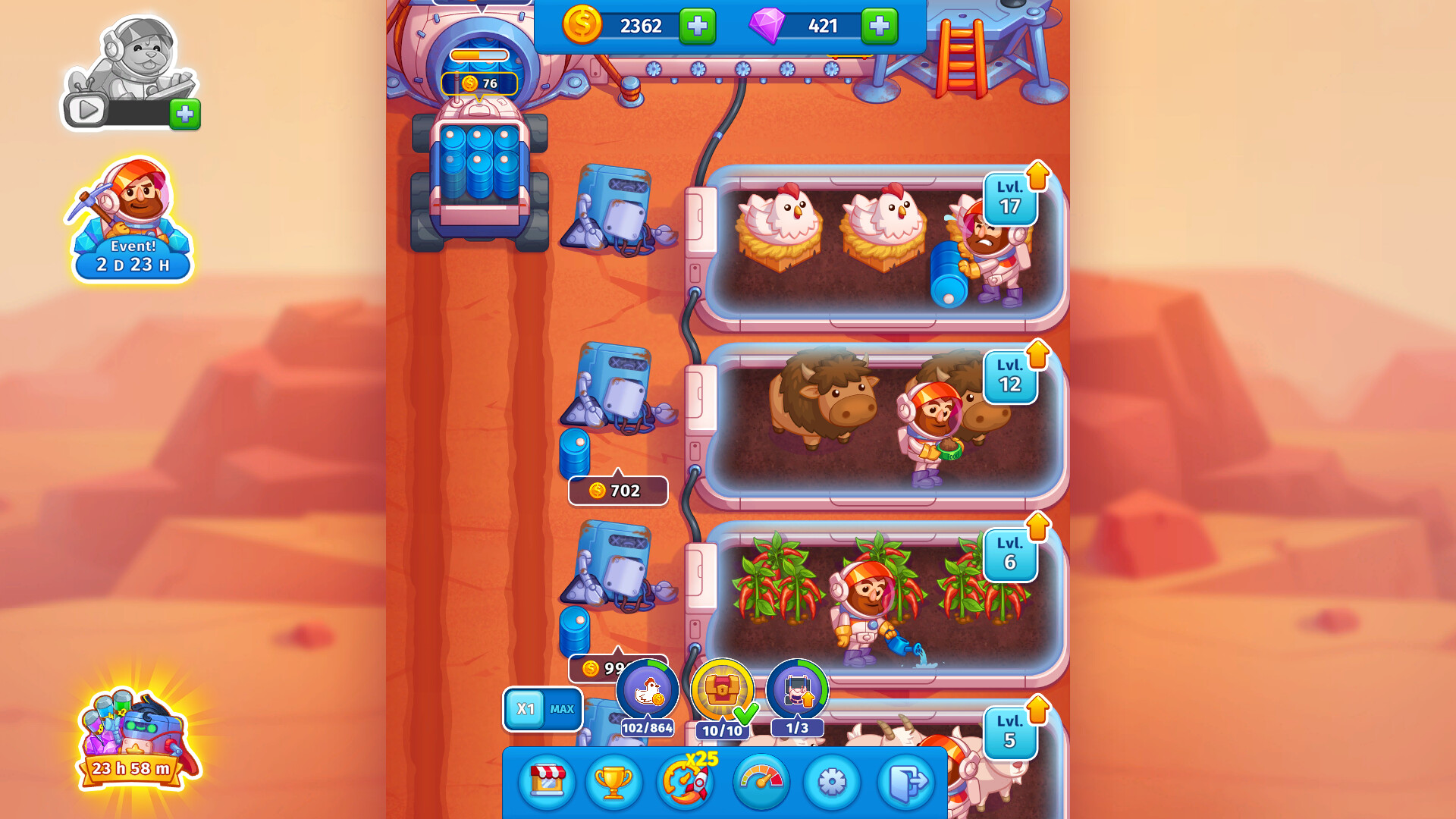 Idle Mars - Colony Simulator and Farming Tycoon screenshot 2