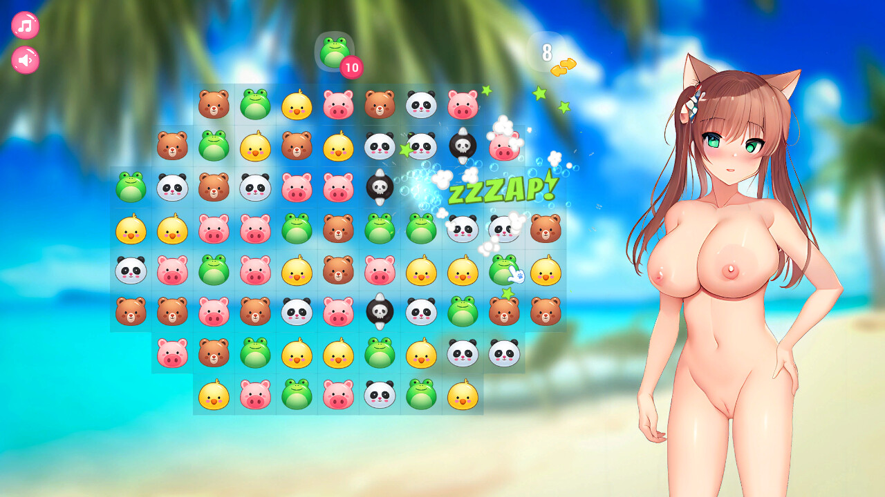 Neko Hentai Girl: Beach Match-3 screenshot 5