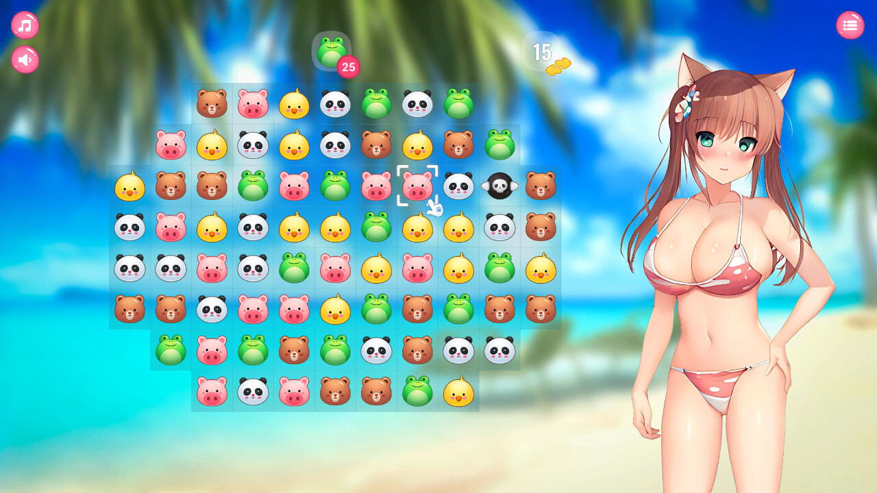 Neko Hentai Girl: Beach Match-3 screenshot 3
