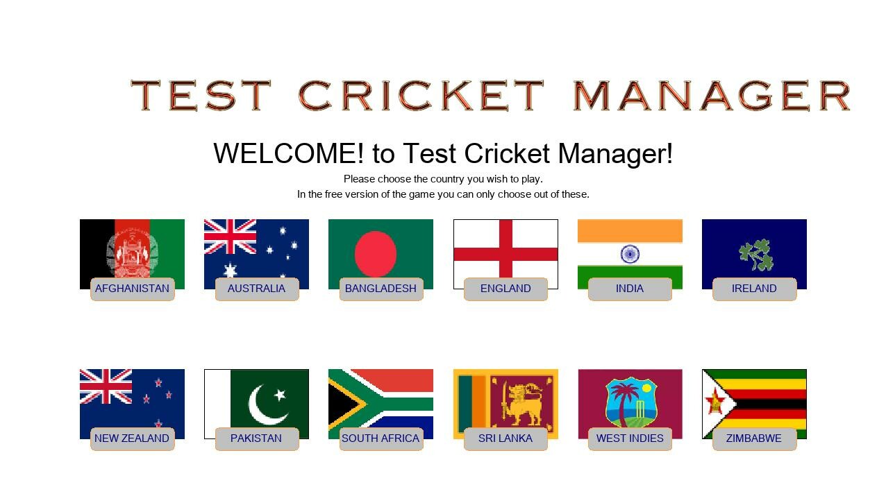 Test Cricket Manager screenshot 1