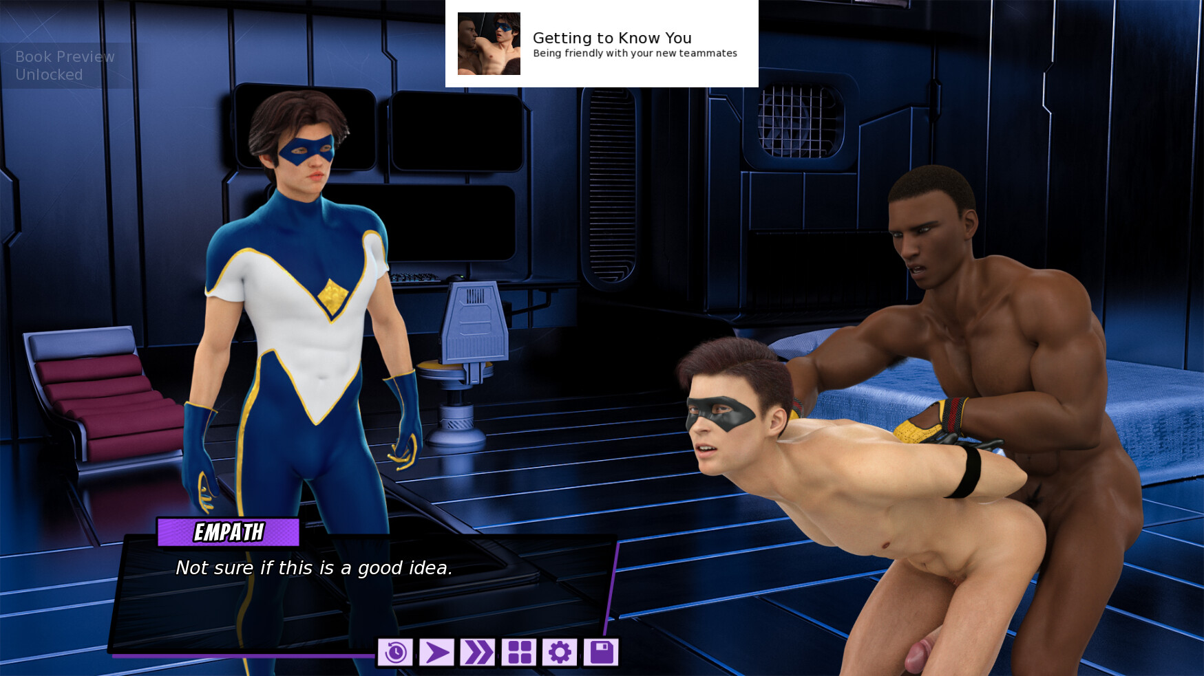 The Coming End: Fresh Force Frustrations (A Gay Superhero Visual Novel) screenshot 2