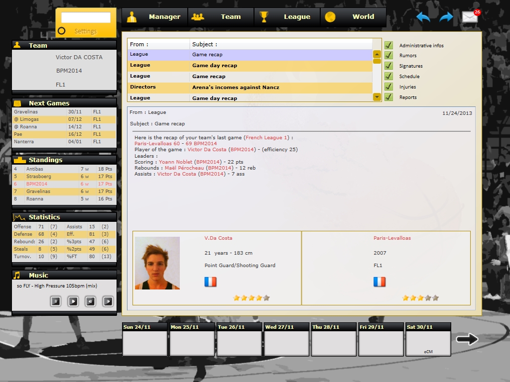 Basketball Pro Management 2014 screenshot 1