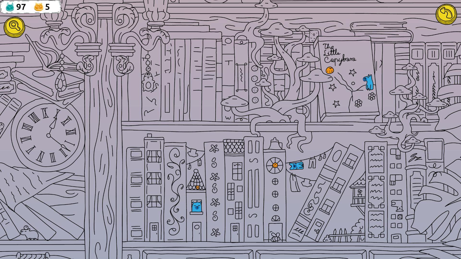Hidden Capybaras with Orange in the Whimsical Library screenshot 2