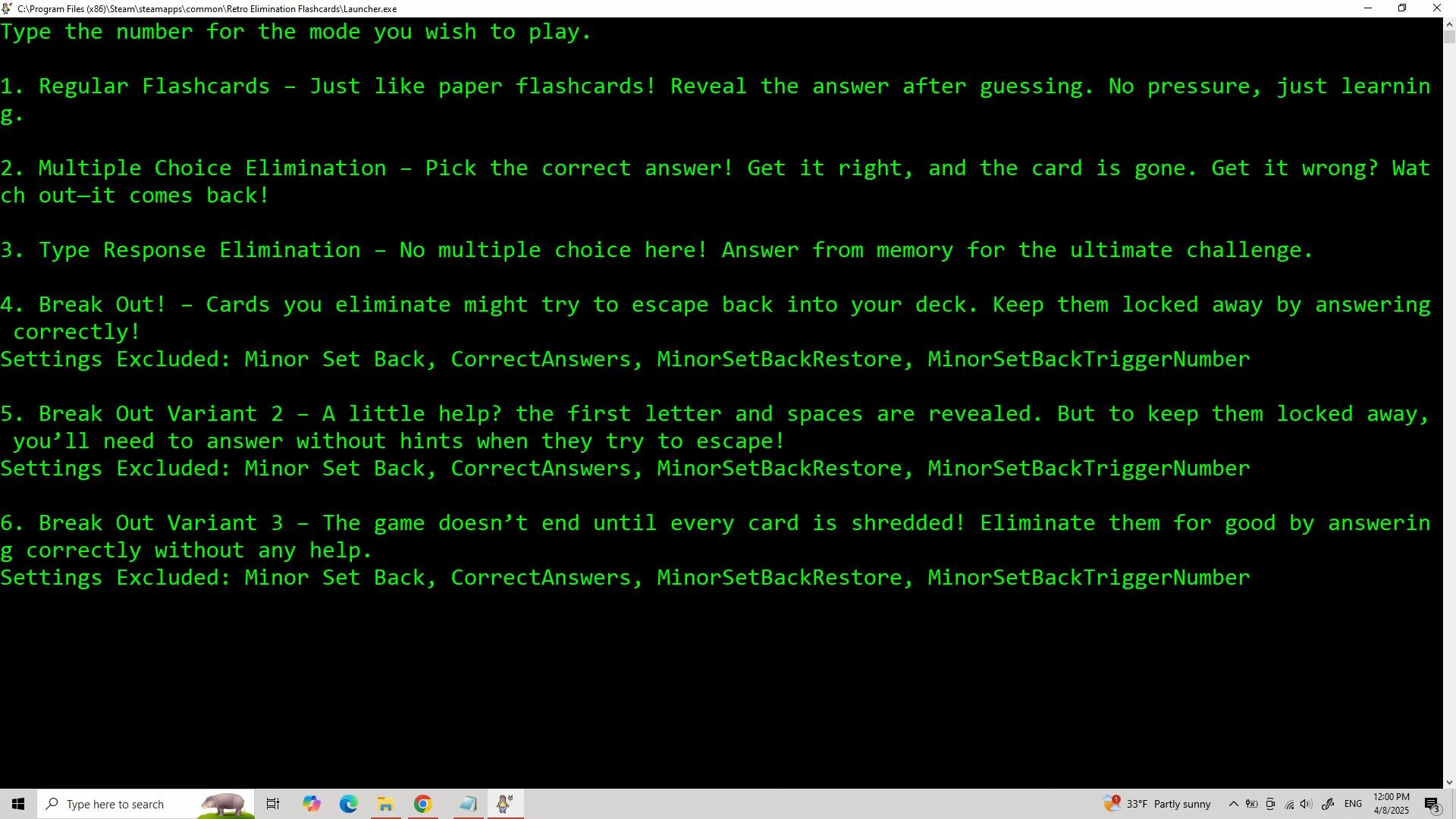 Retro Elimination Flashcards screenshot 1