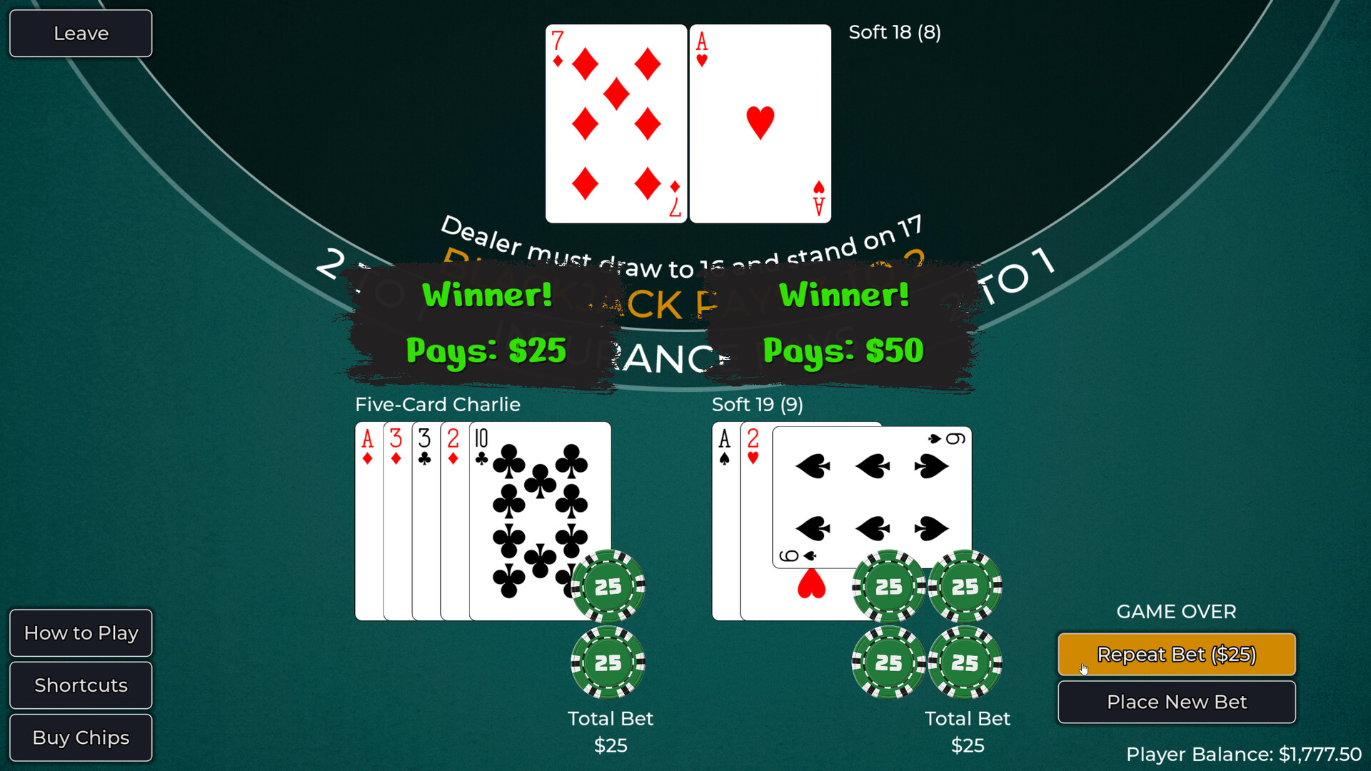 Player vs. Dealer Blackjack screenshot 16