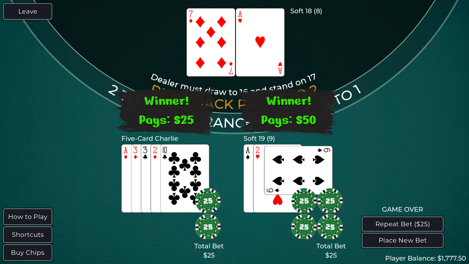 Player vs. Dealer Blackjack screenshot 13
