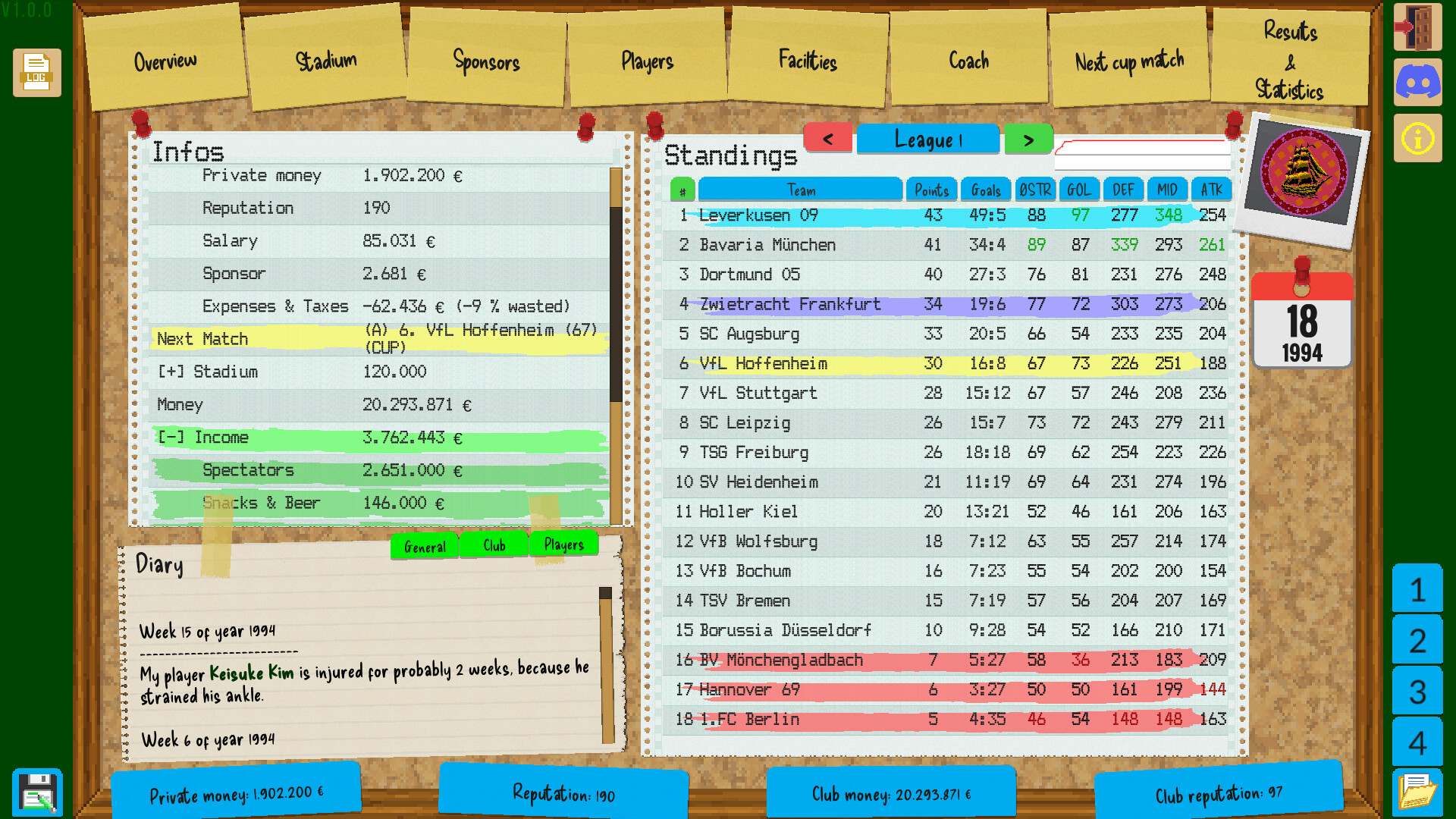 Boeckham's Football Manager screenshot 5