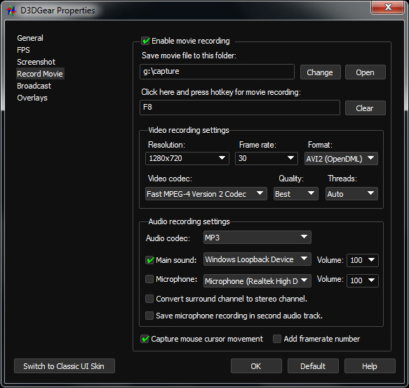 D3DGear - Game Recording and Streaming Software screenshot 3