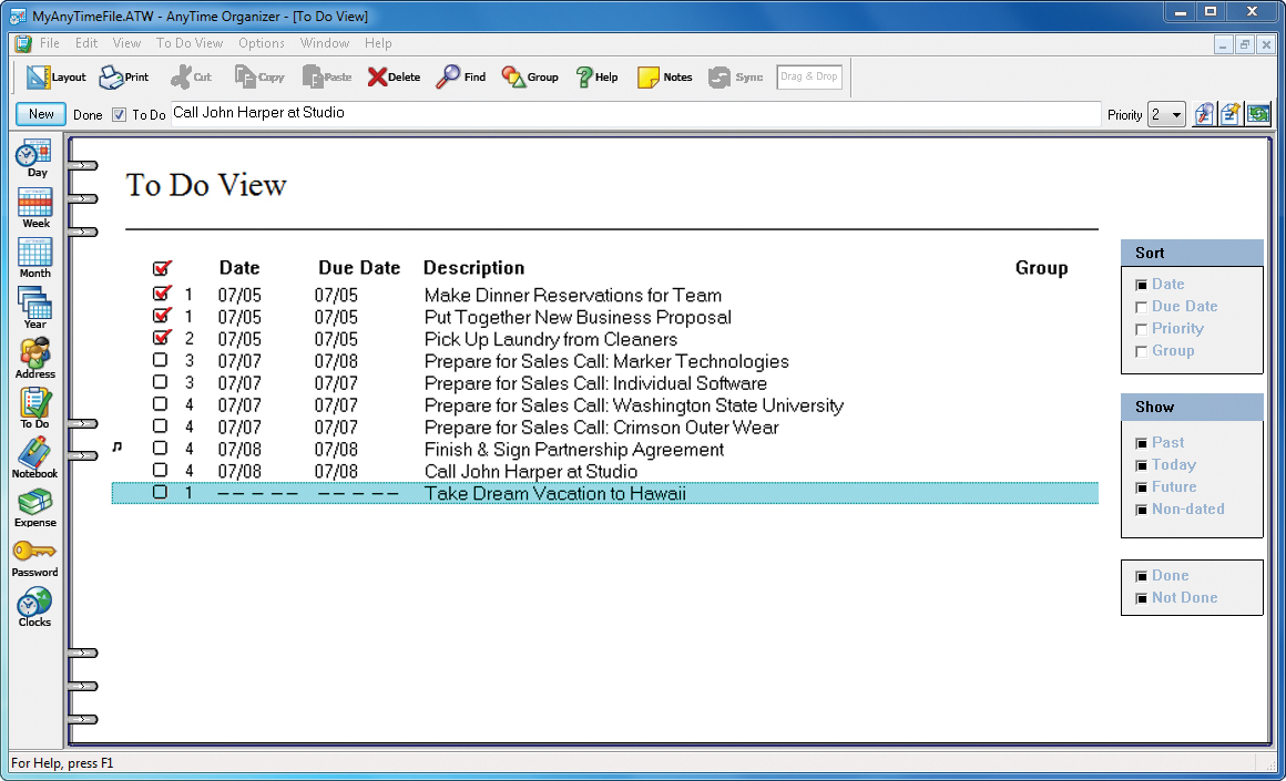 AnyTime® Organizer Deluxe 15 screenshot 4