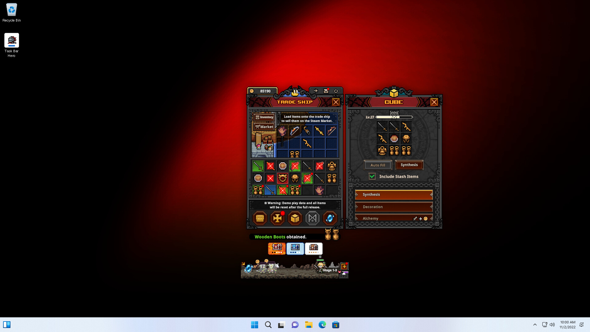 TBH: Task Bar Hero Demo screenshot 5