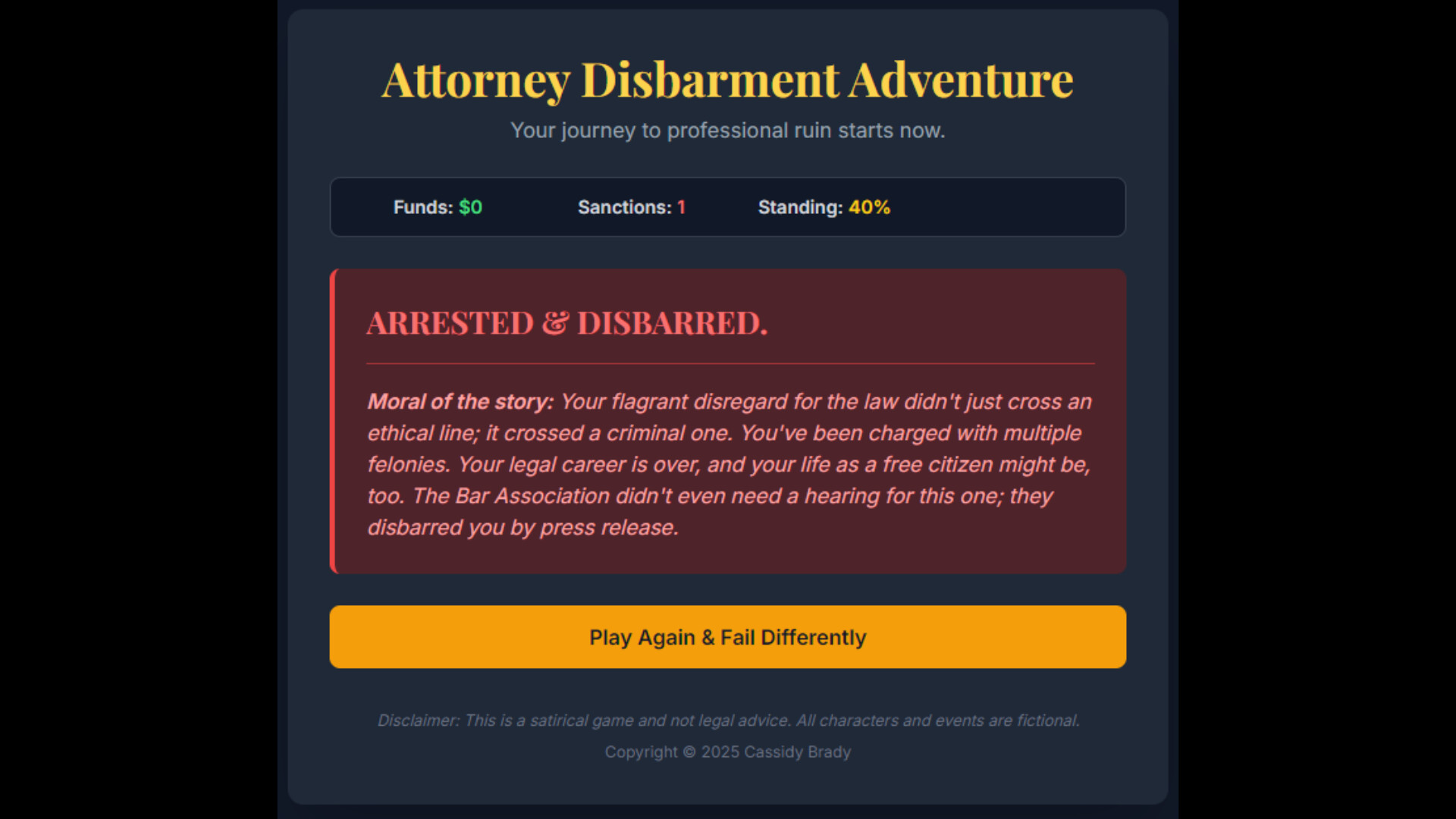 Attorney Disbarment Adventure screenshot 1
