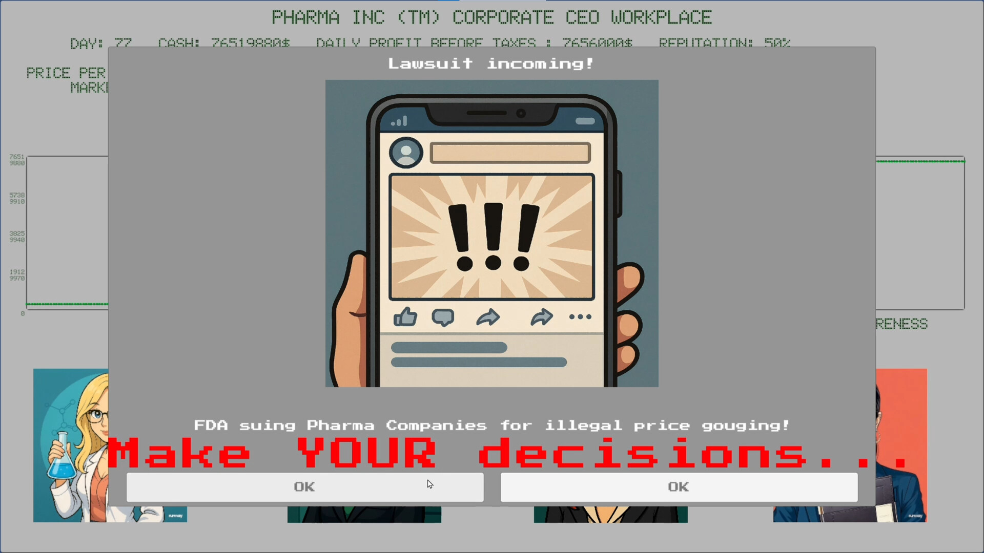 PHARMA INC SIMULATOR - Ethics not included. screenshot 3