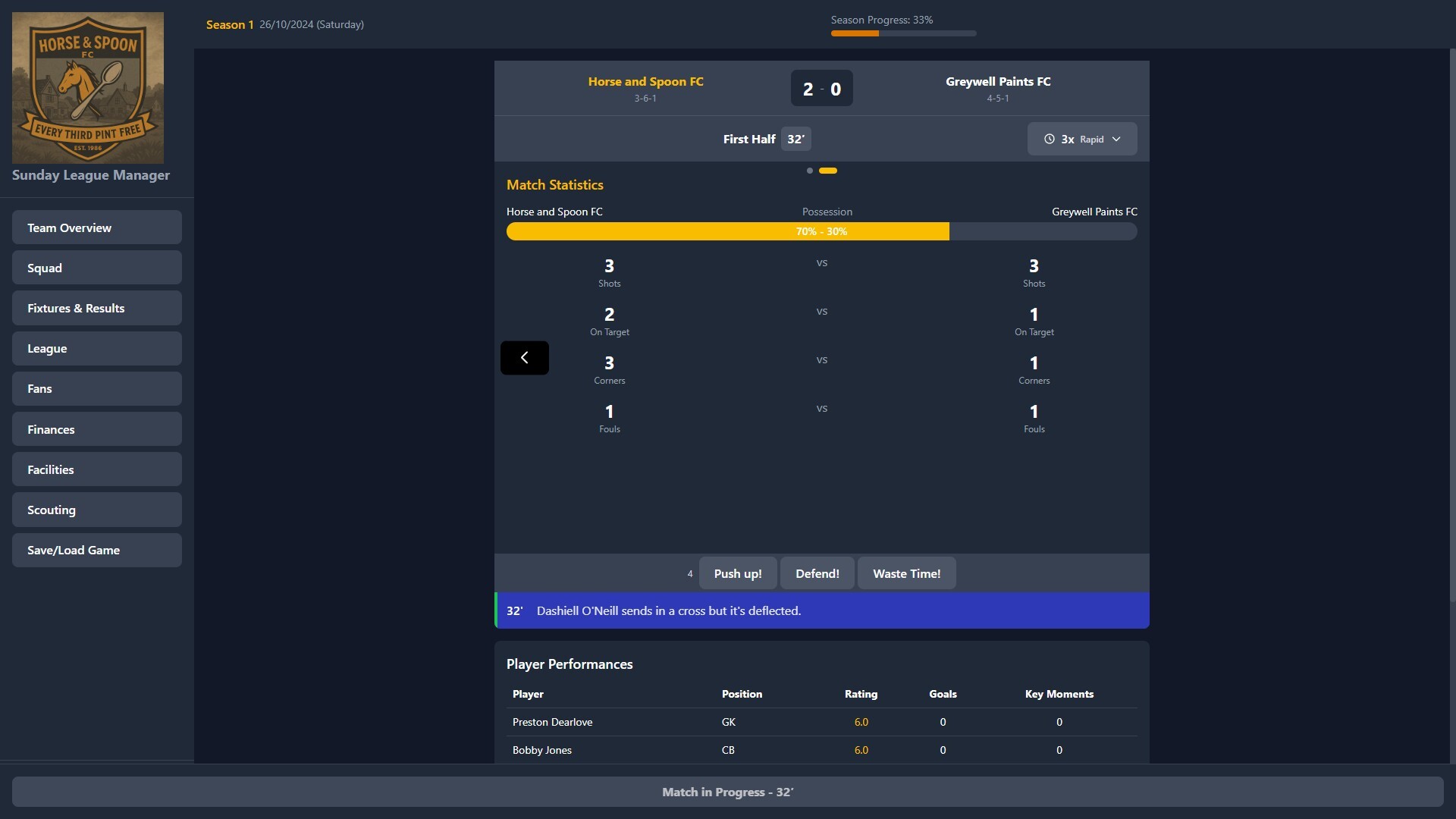 Sunday League Manager: Horse and Spoon screenshot 8