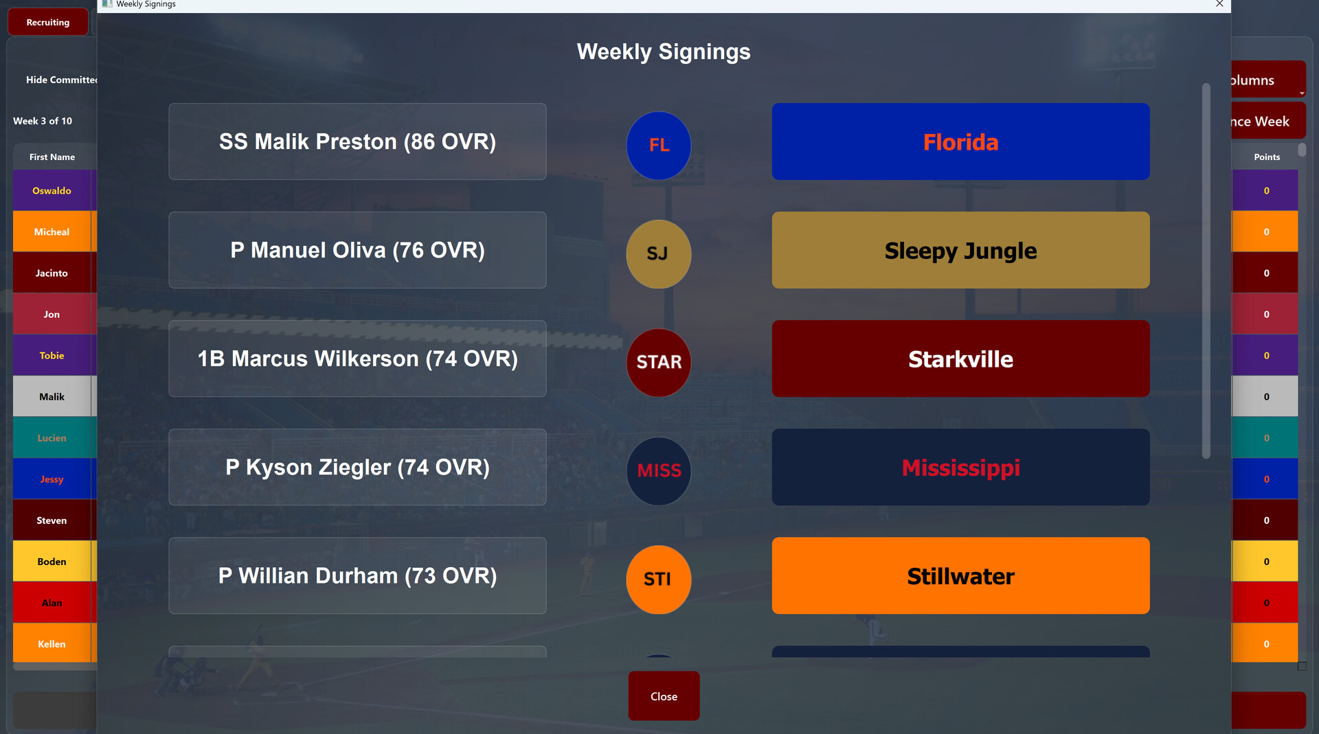 College Baseball: Dynasty Builder screenshot 3