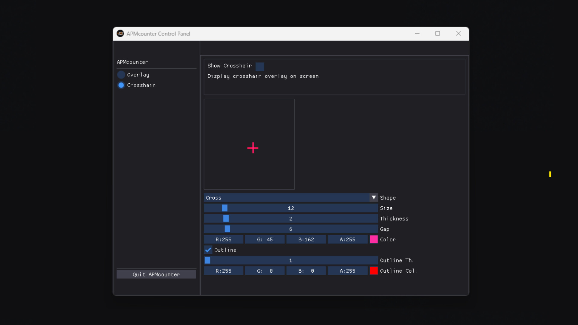 APMcounter - Crosshair & Input overlay screenshot 1
