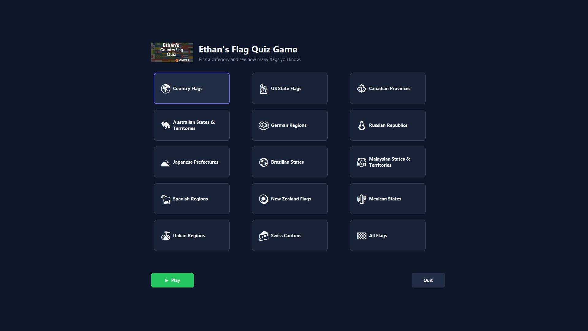 Ethan's Flag Quiz Game screenshot 1