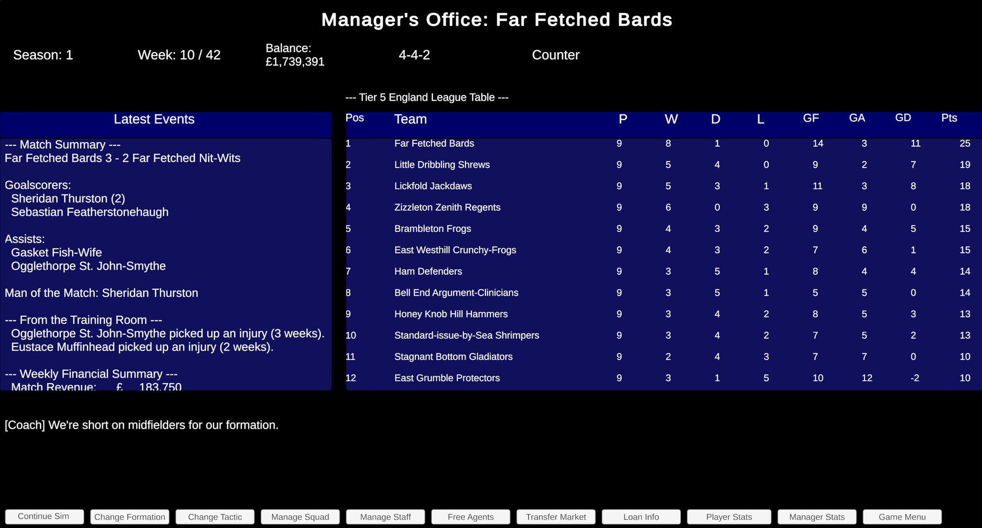 Retro Soccer Manager Sim 89 screenshot 4