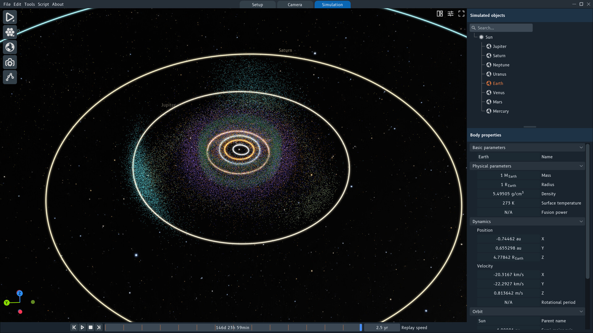 SpaceSim - Astrophysical Simulation Software screenshot 3