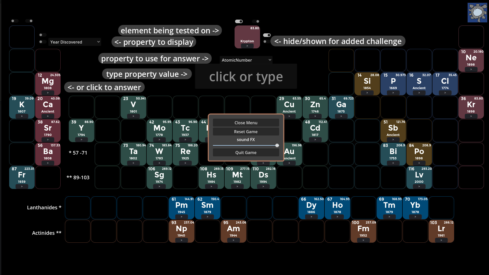 Periodic Table Game screenshot 1