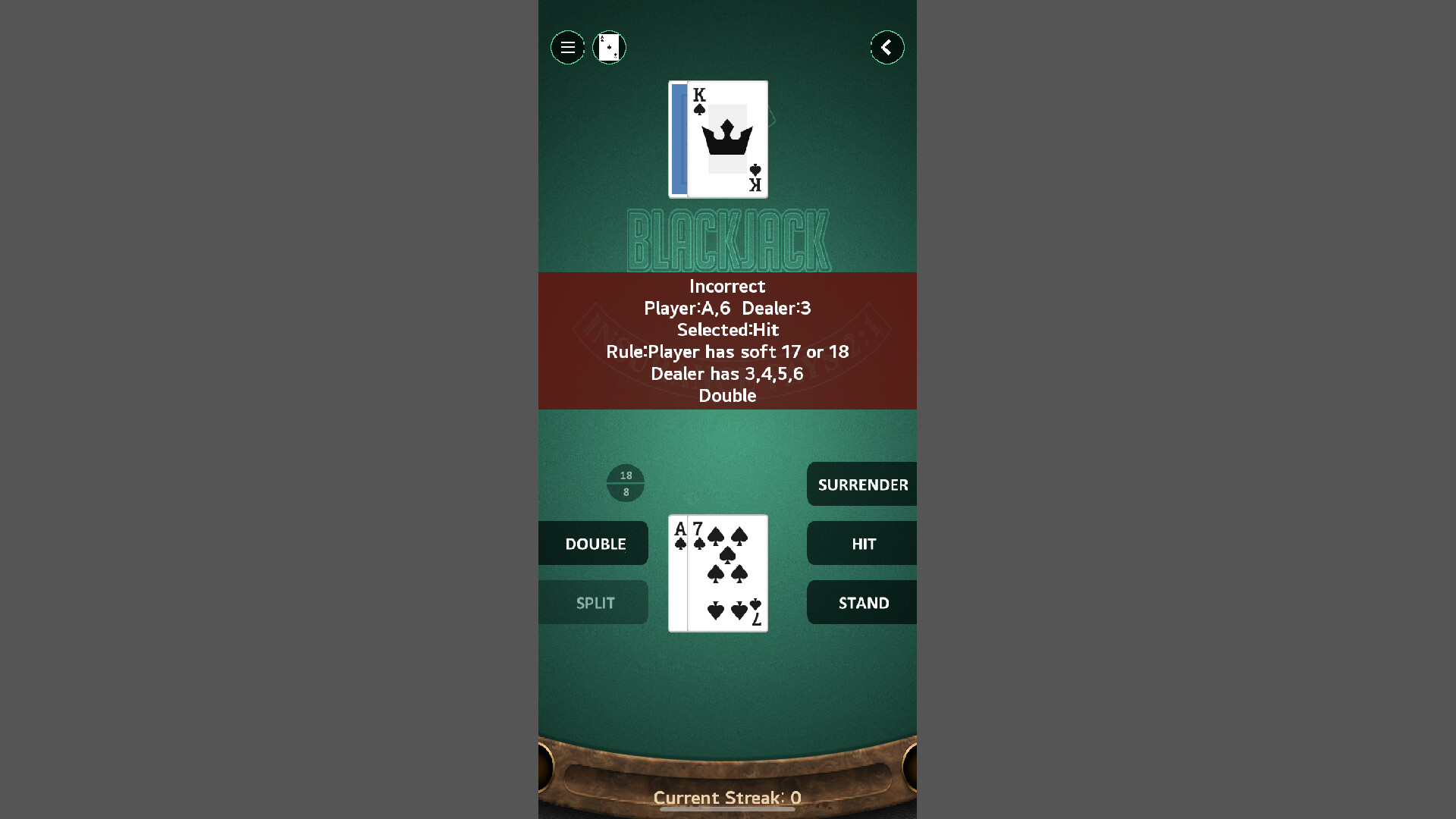 Steve's Blackjack Trainer Pro screenshot 1