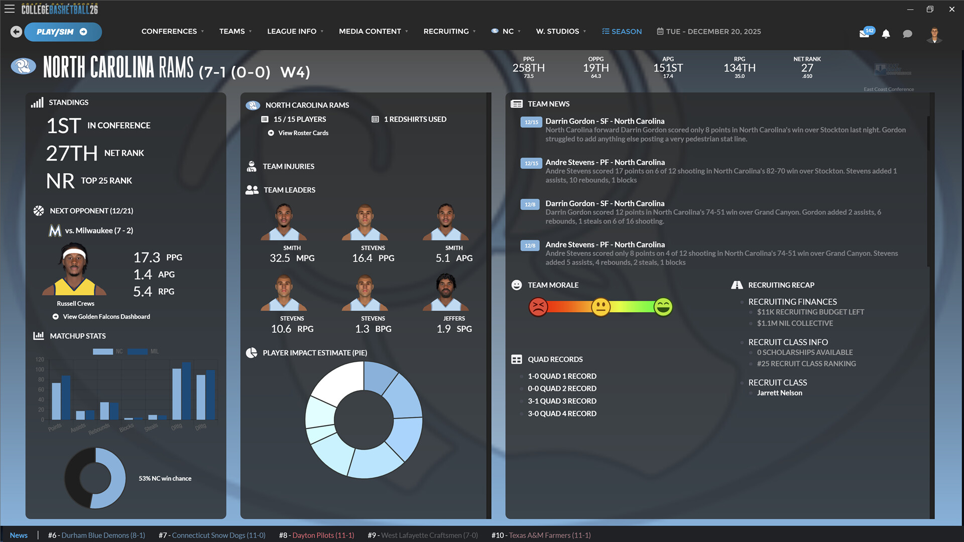 Draft Day Sports: College Basketball 2026 screenshot 2