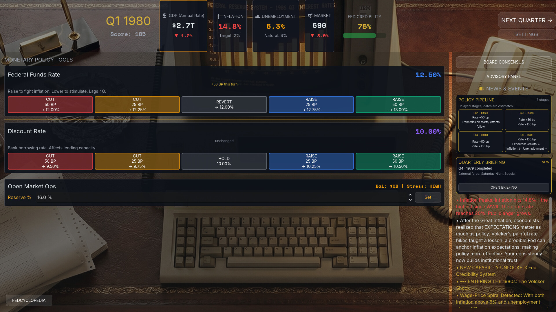 Federal Reserve Simulator screenshot 1