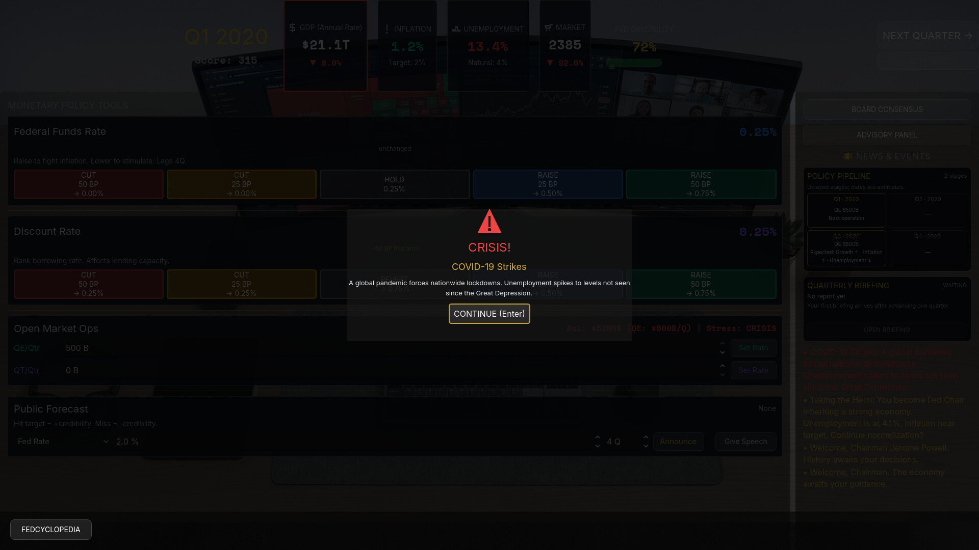 Federal Reserve Simulator screenshot 3