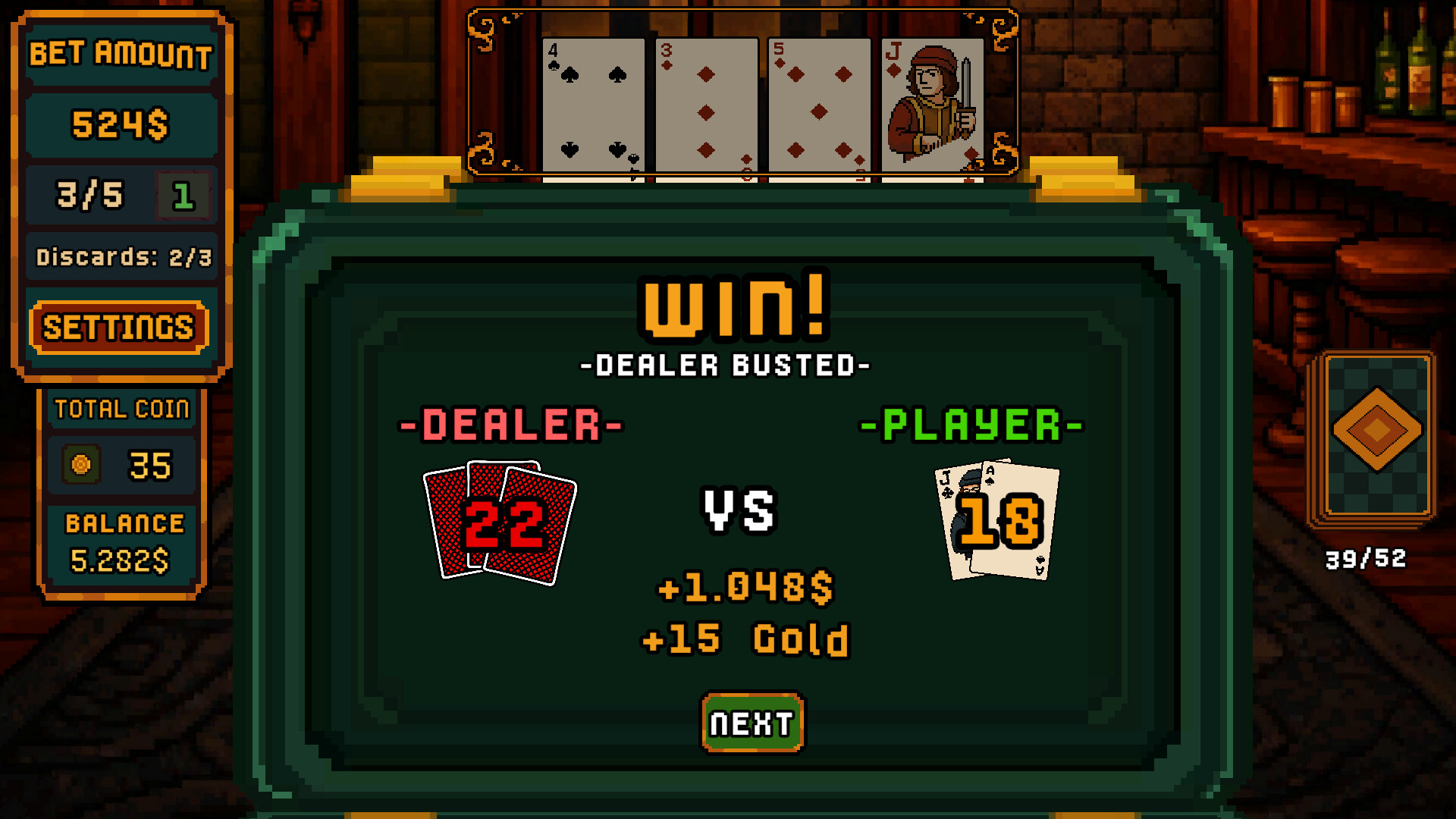 Dealer Bust! | Roguelike BlackJack screenshot 2