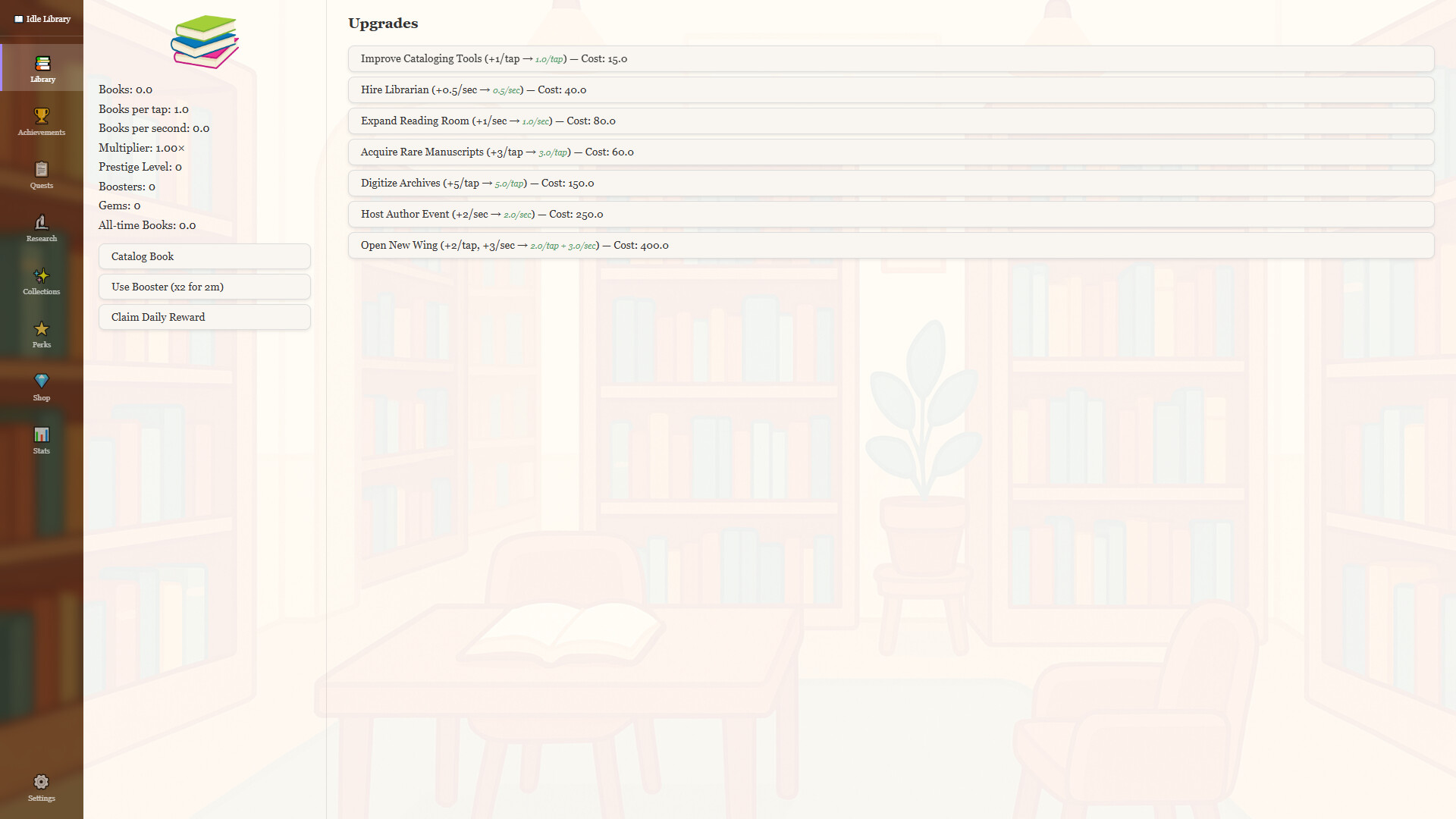 Idle Library screenshot 1