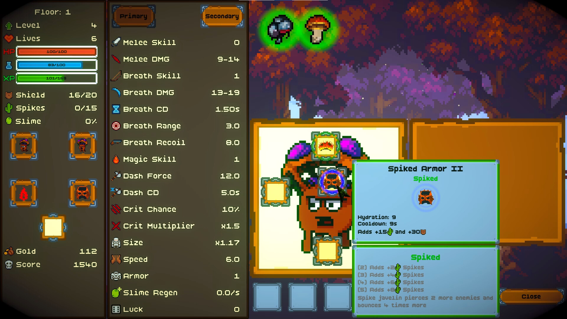 Shroomanoid: breakout action roguelike screenshot 8