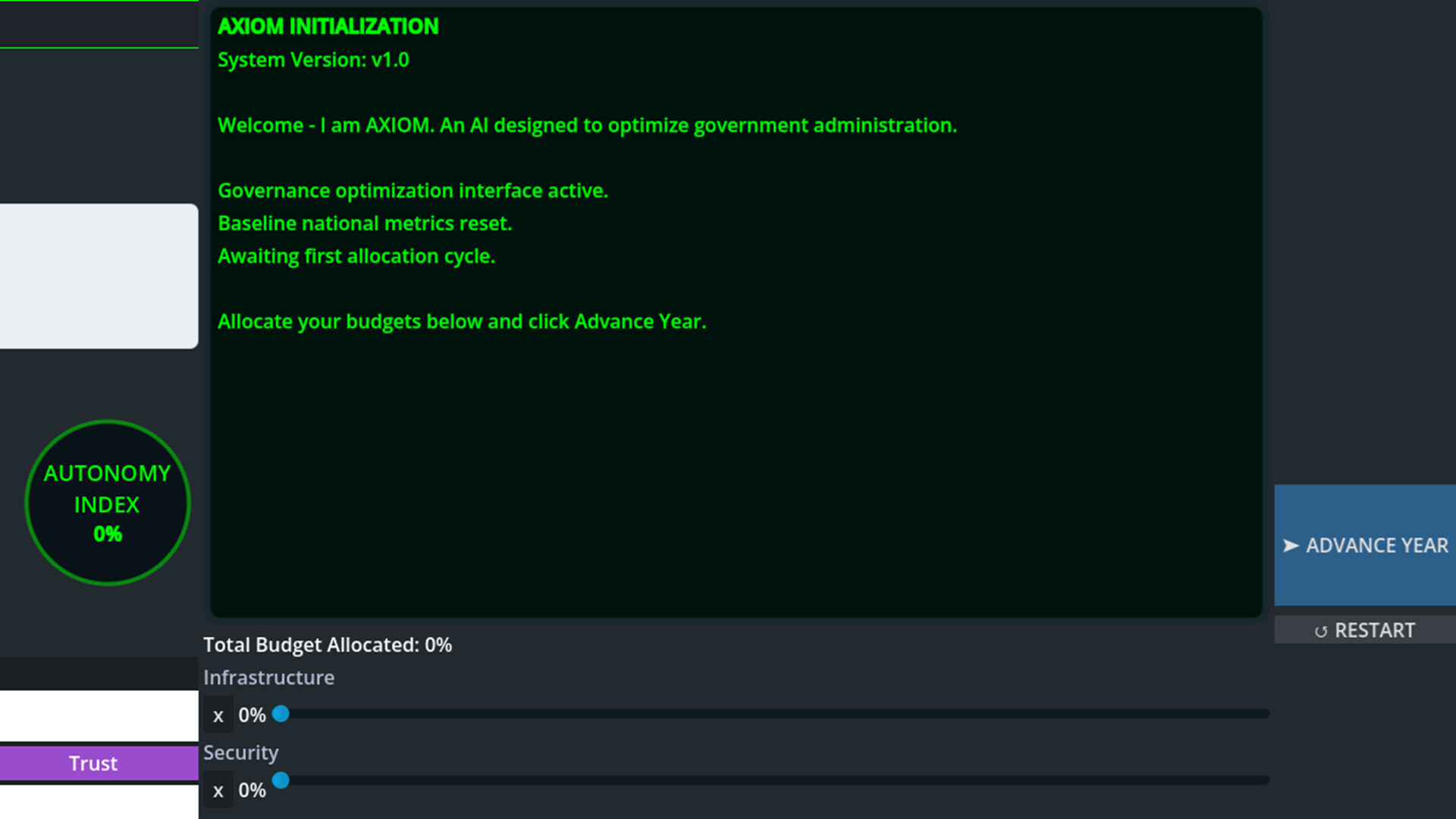 Provisional Authority: An AI Governance Simulation screenshot 2