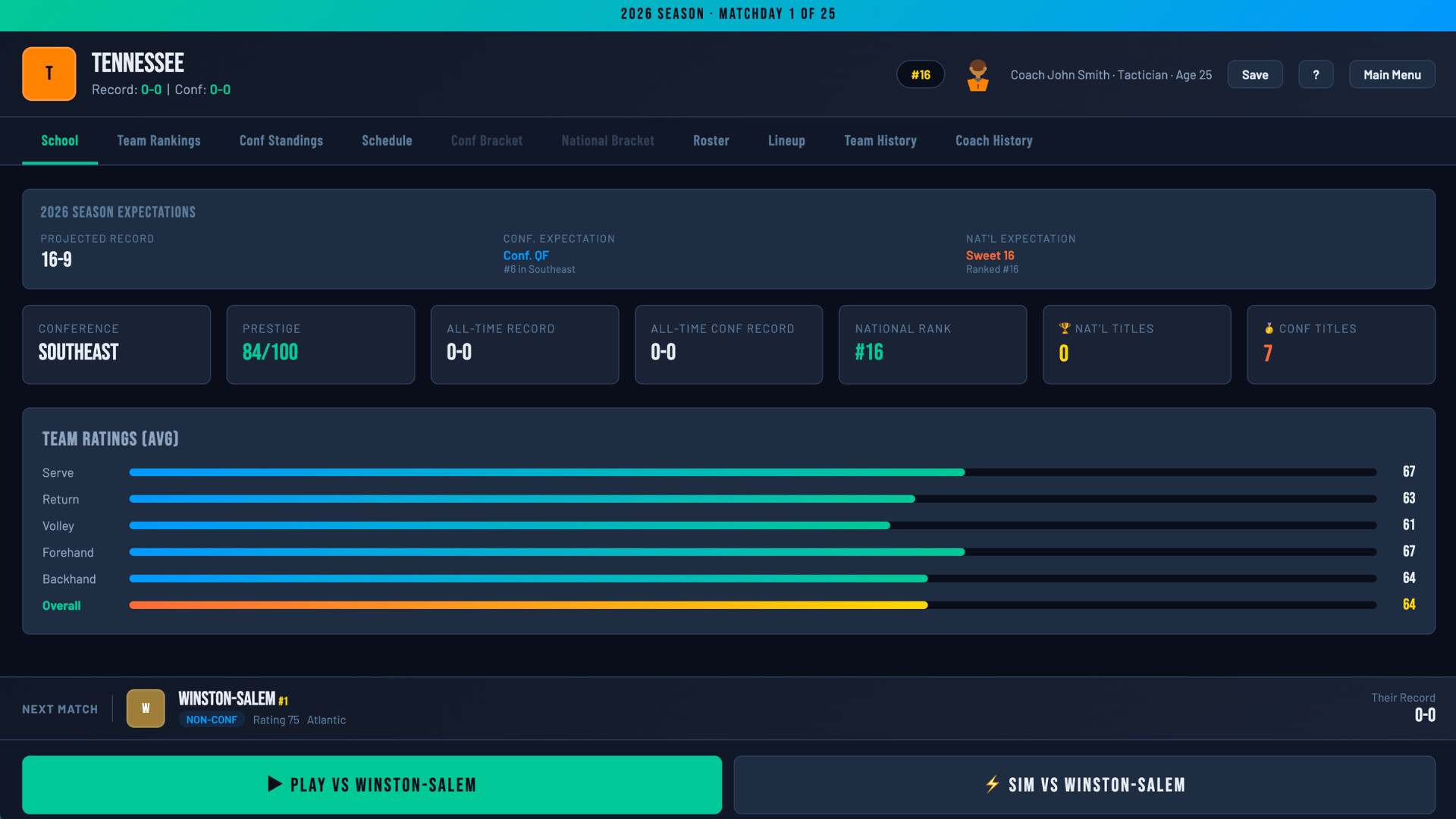 Swing Dynasty: College Tennis screenshot 3