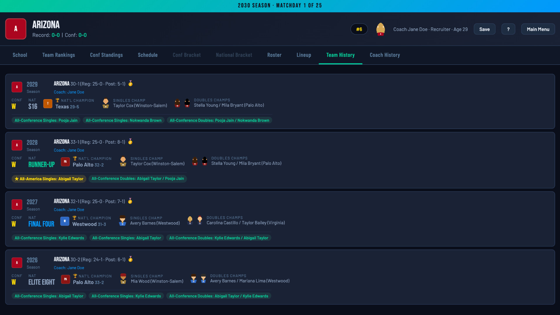 Swing Dynasty: College Tennis screenshot 6