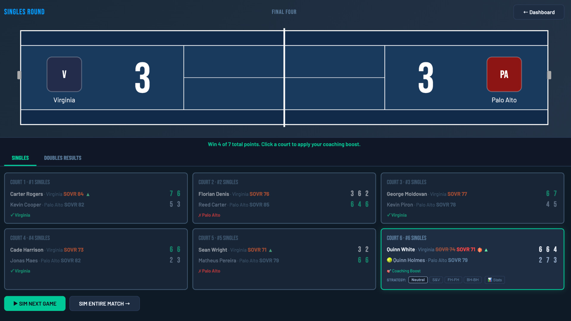 Swing Dynasty: College Tennis screenshot 1