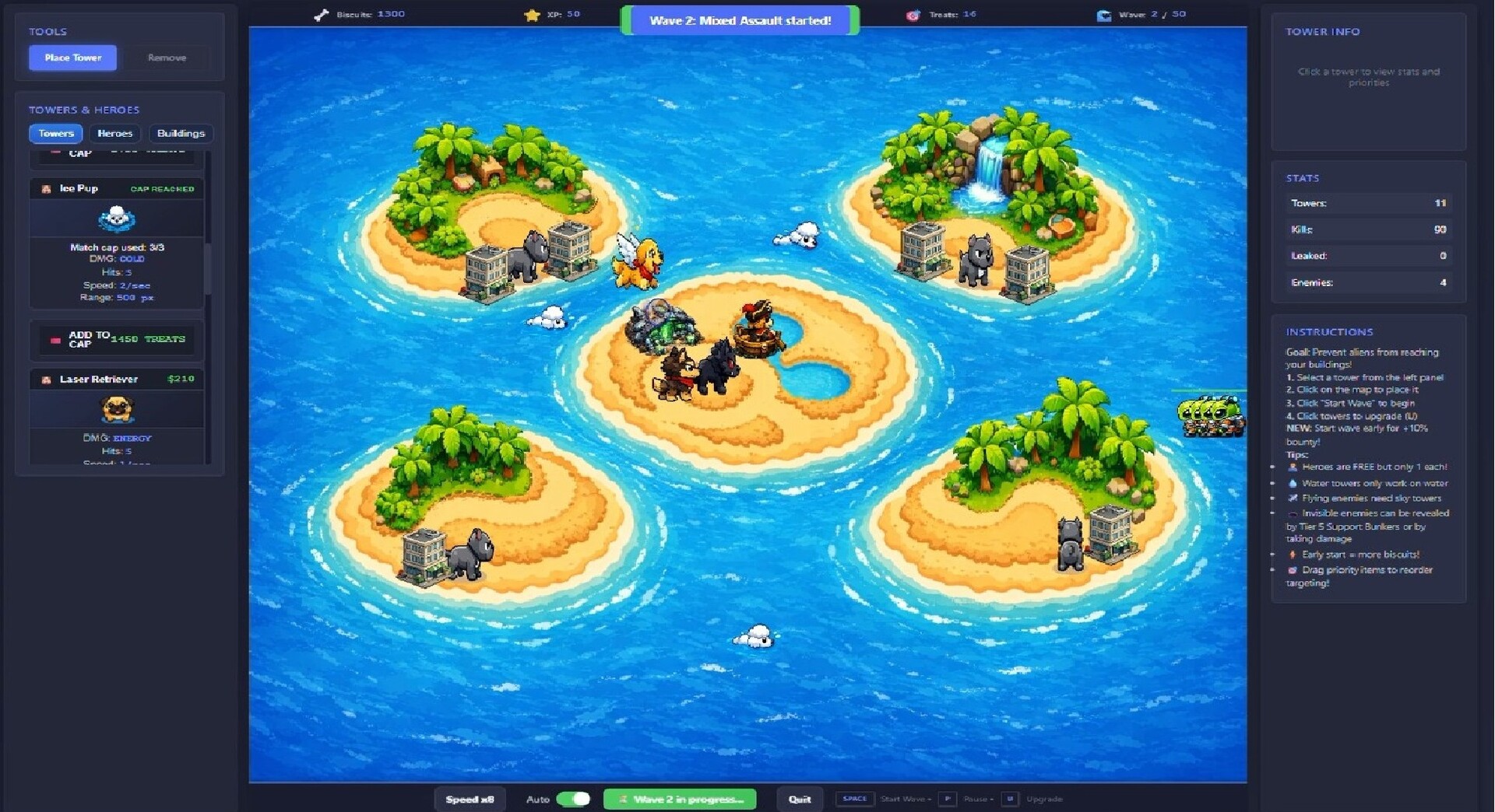 Rescue Dogs vs Aliens Tower Defense screenshot 2