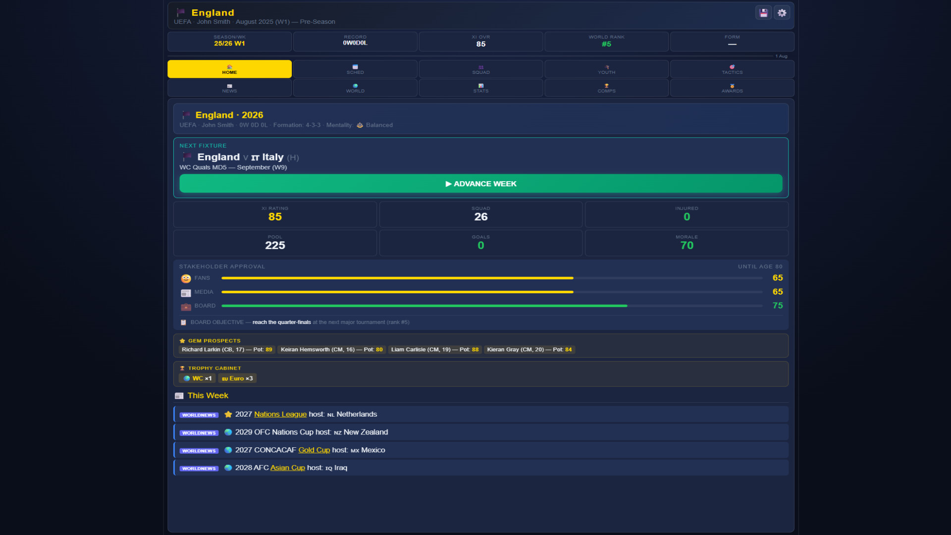 Sim: World Cup Manager screenshot 1