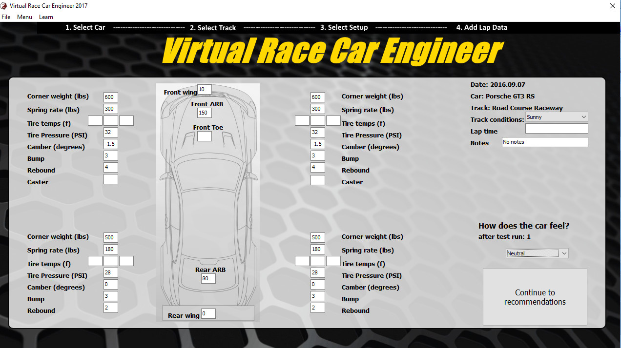 Virtual Race Car Engineer 2016 screenshot 2