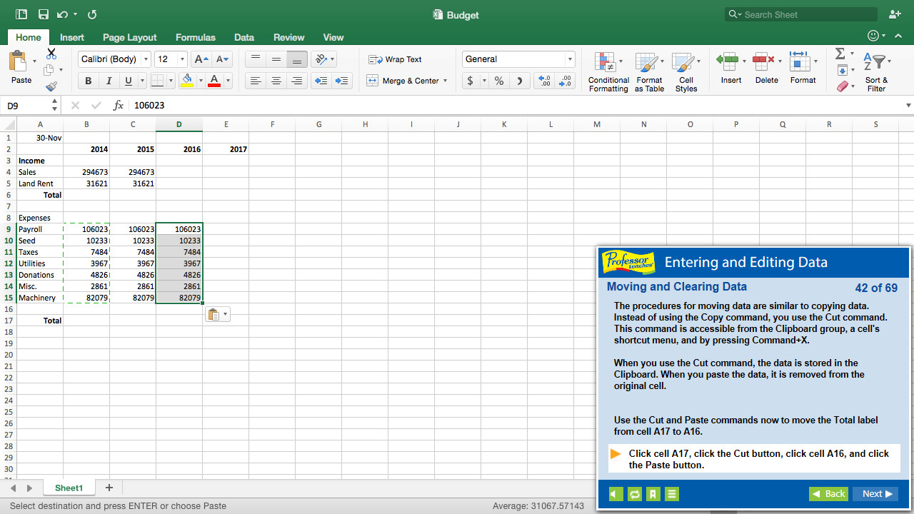Professor Teaches® Excel 2016 – Mac screenshot 3