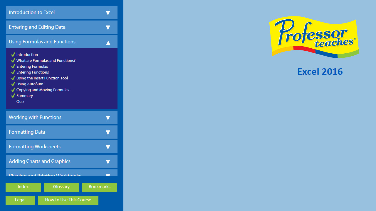 Professor Teaches® Excel 2016 – Mac screenshot 1
