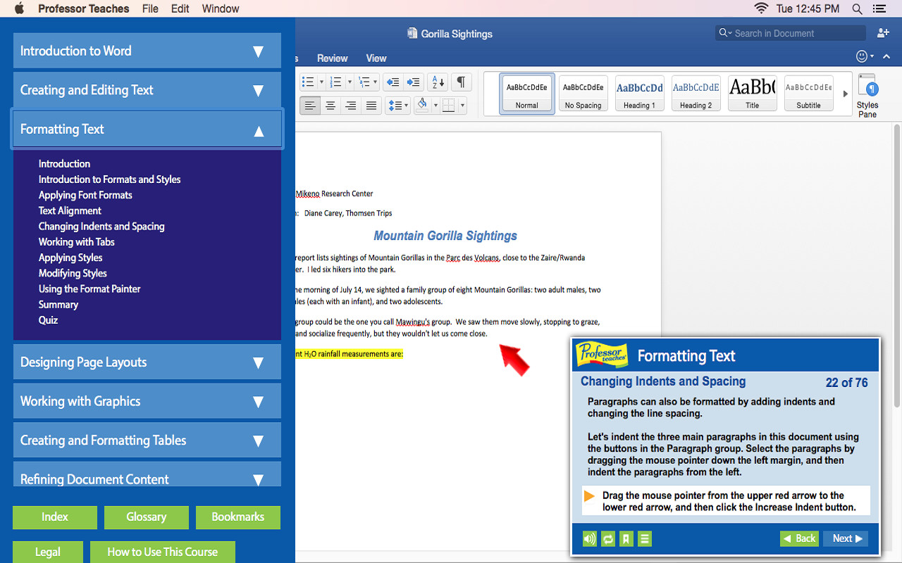 Professor Teaches® Word 2016 – Mac screenshot 4