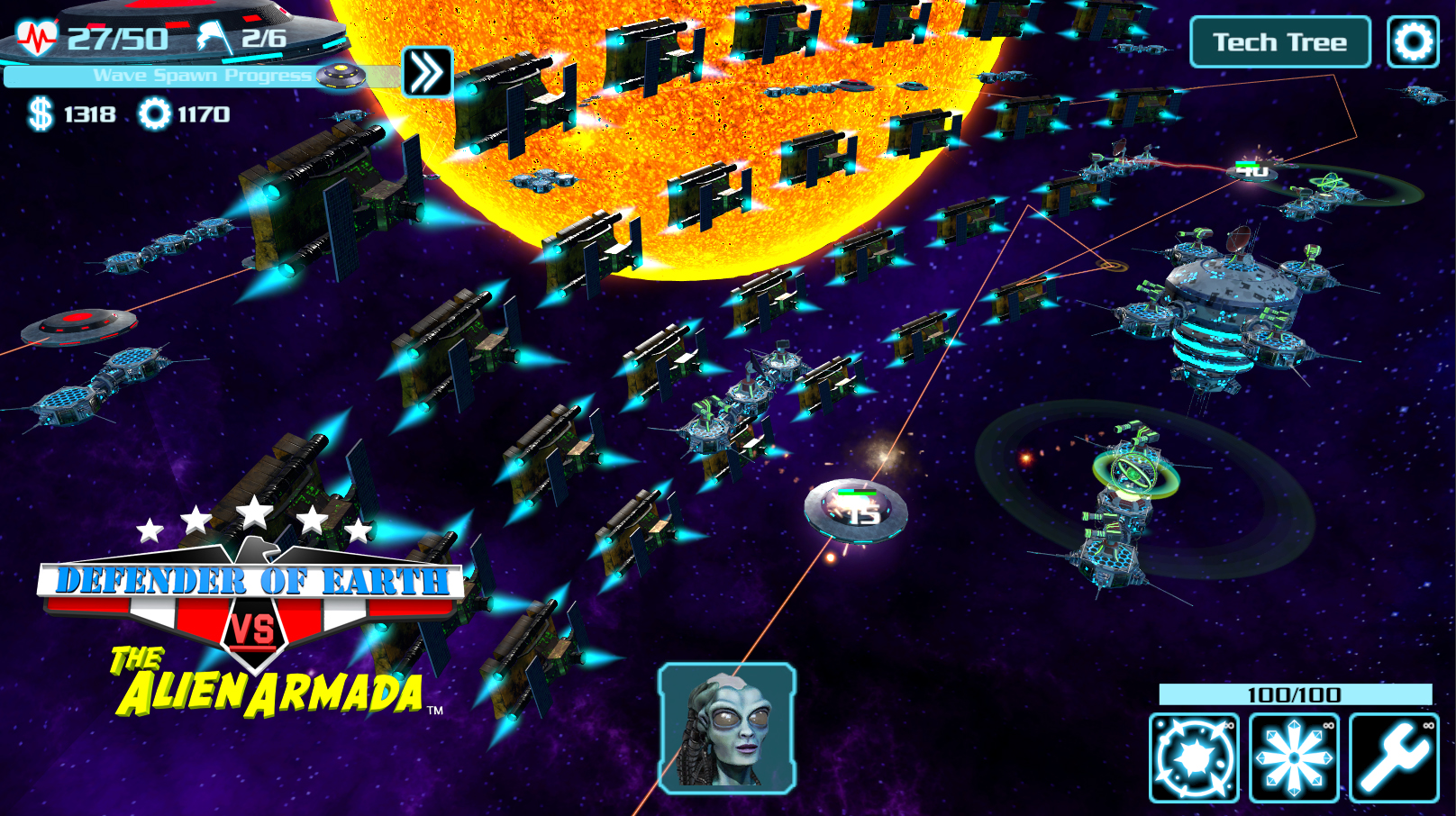 DEFENDER OF EARTH VS THE ALIEN ARMADA screenshot 1