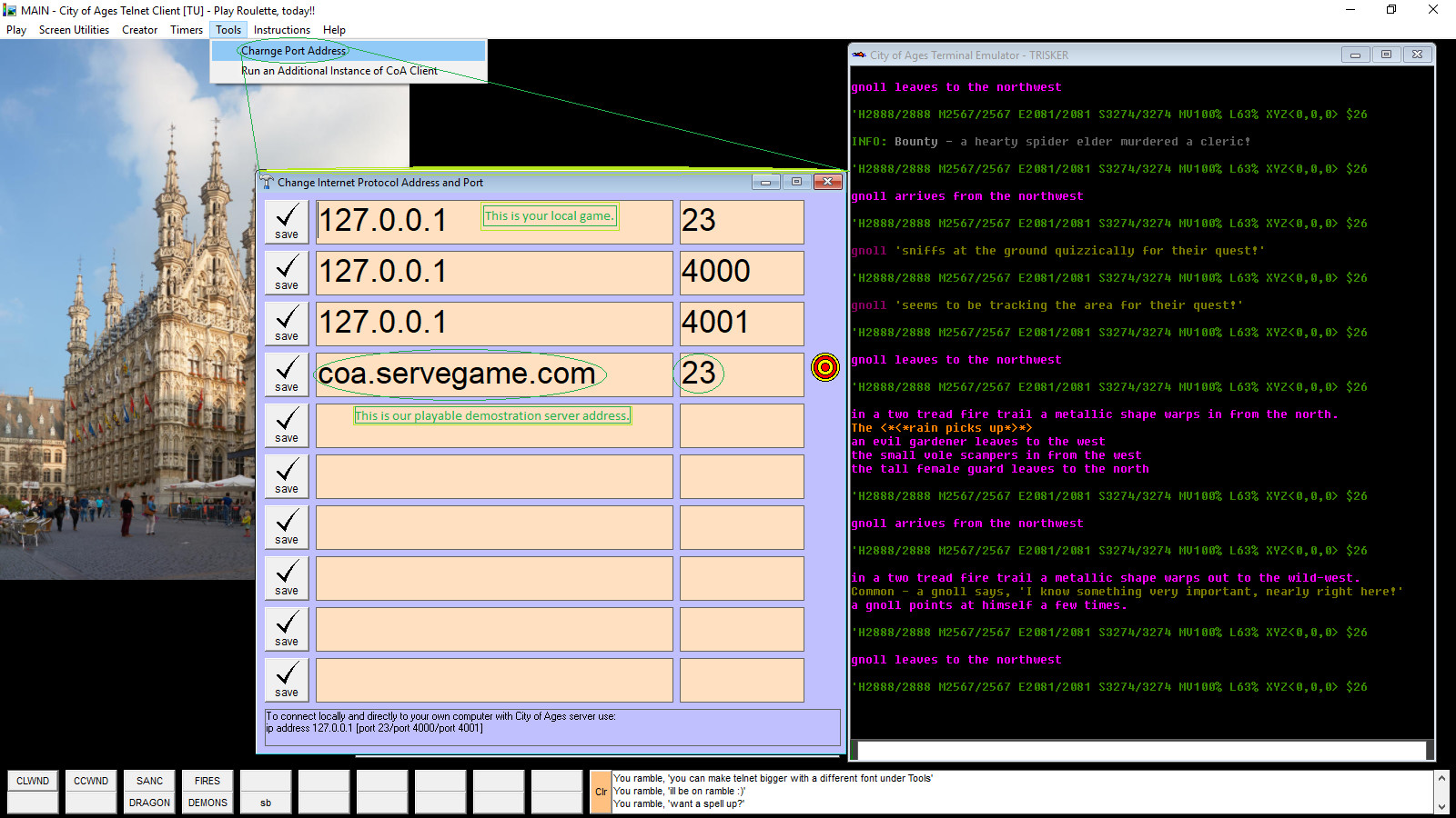 City of Ages: Picture Supportive Text MUD (server and client included) screenshot 8